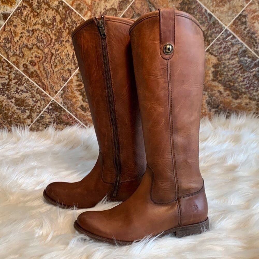 Frye Melissa Inside Zip Cognac Leather Tall Riding Boot 6 Equestrian Knee High - Picture 2 of 12